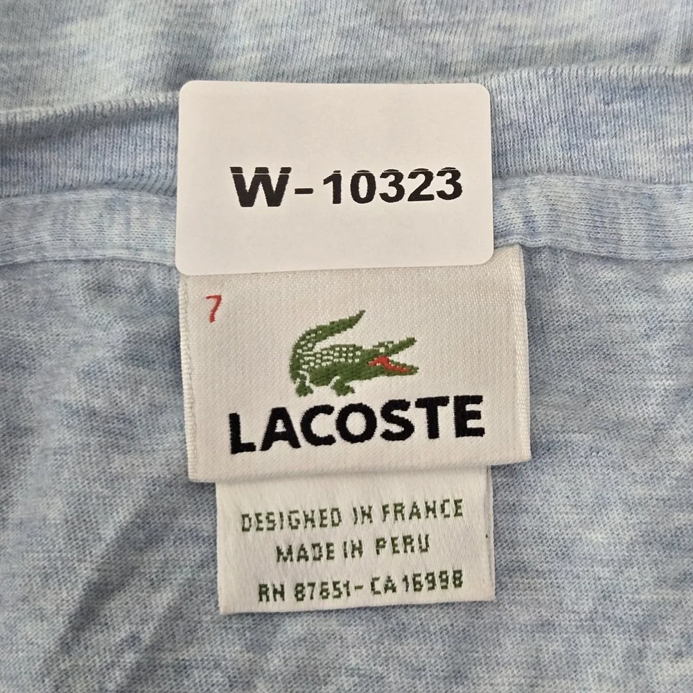 Lacoste Men Shirt 7 Light Blue Embroidered Logo Short Sleeve